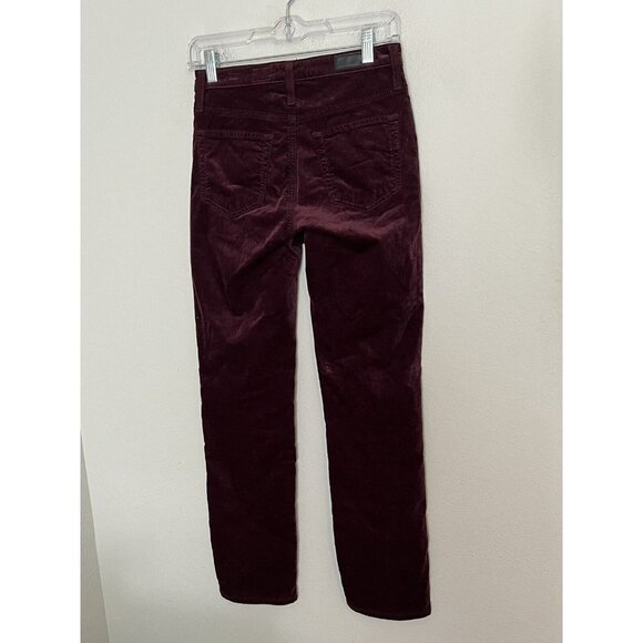 Adriano Goldschmeid The Isabelle High Rise Straight Crop Burgundy Velvet Size 25 - Picture 2 of 13